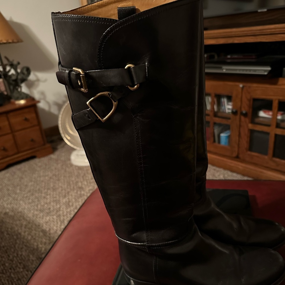 Ralph Lauren Purple Label Black Over the Knee Boots 6.5 old money equestrian